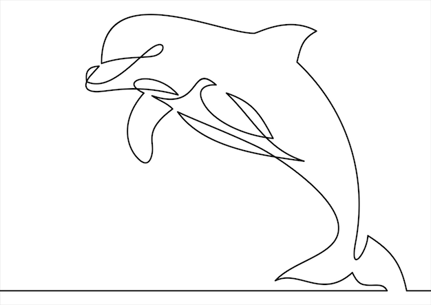 Line style dolphin vector illustration continuous line drawing