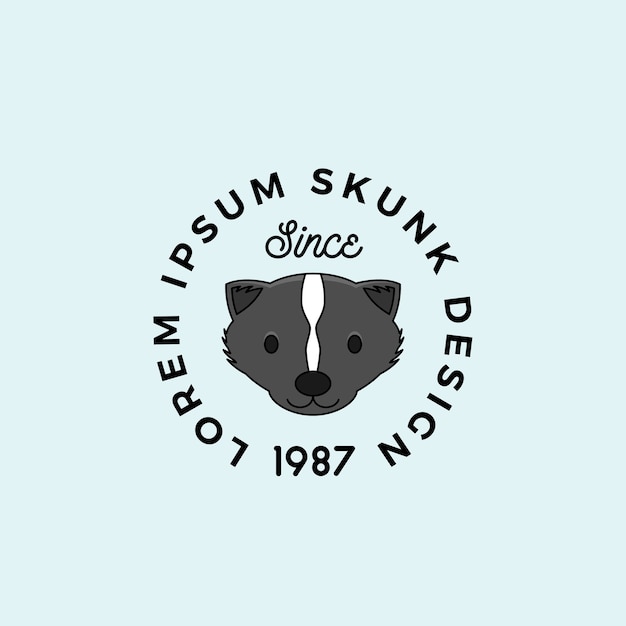 Line Style Skunk Face with Retro Typography