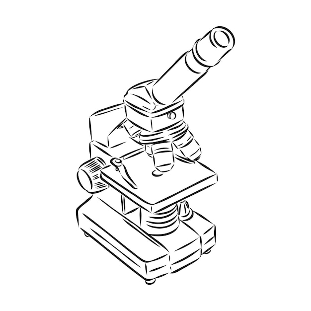 Line style vector illustration of microscope logo of microscope vector illustration