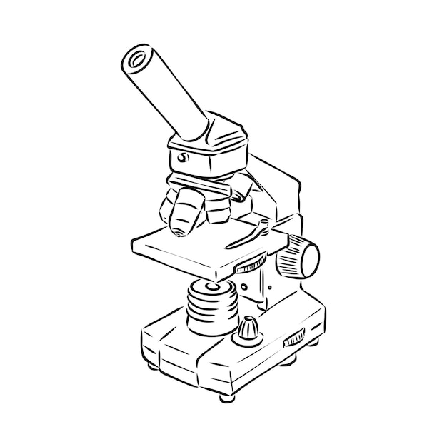 Line style vector illustration of microscope. Logo of microscope. Vector illustration