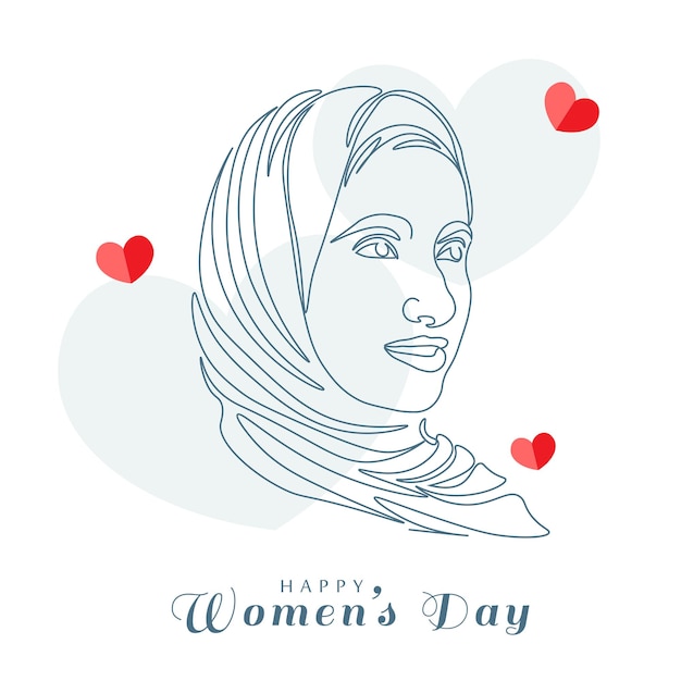 line style womens day greeting card design