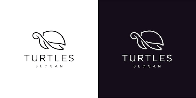 Line Turtle Logo in Black and White design vector