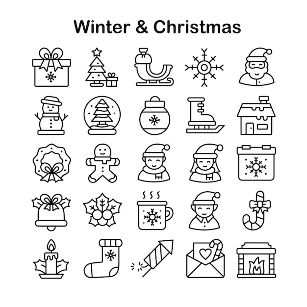 Lineal Christmas Icons Collection