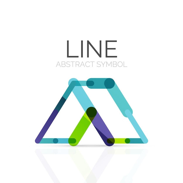 Linear abstract logo connected multicolored segments of lines geometrical figure