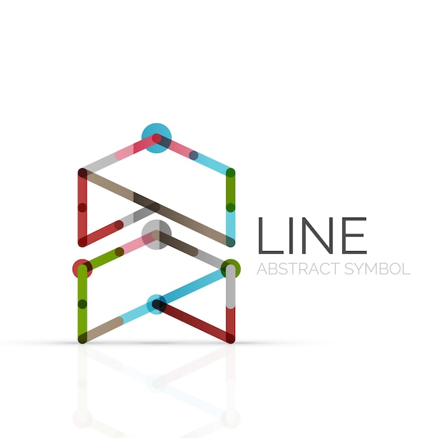 Linear abstract logo connected multicolored segments of lines geometrical figure