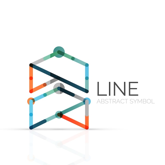 Linear abstract logo connected multicolored segments of lines geometrical figure