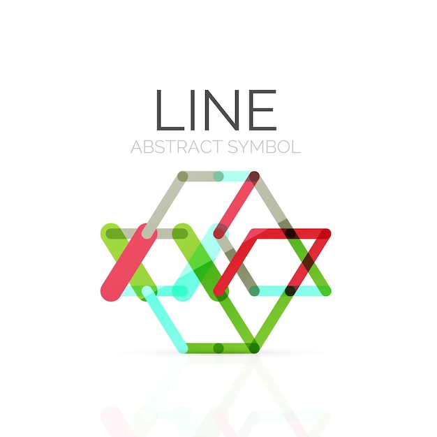 Linear abstract logo connected multicolored segments of lines geometrical figure