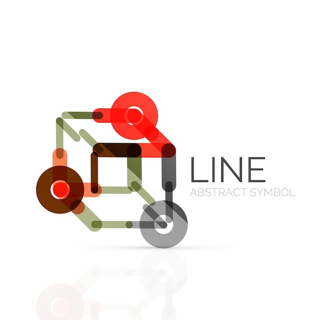 Linear abstract logo connected multicolored segments of lines geometrical figure