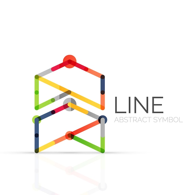 Linear abstract logo connected multicolored segments of lines geometrical figure