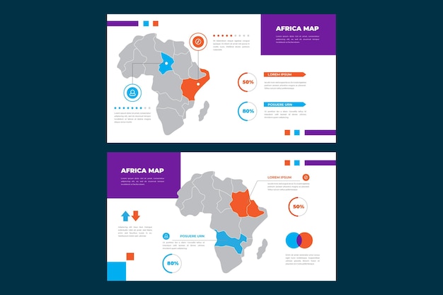 Linear africa map infographic