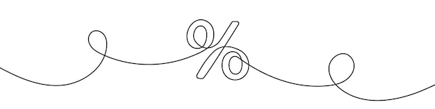 Linear background of percent sign One continuous line drawing of a percent sign