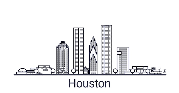 Linear banner of Houston city. All buildings