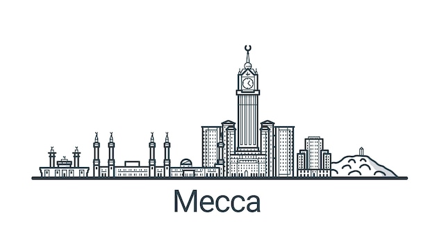 Linear banner of Mecca city. All buildings