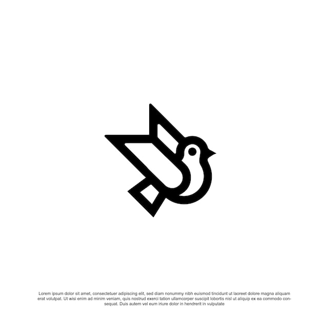 Linear bird logo design vector illustration