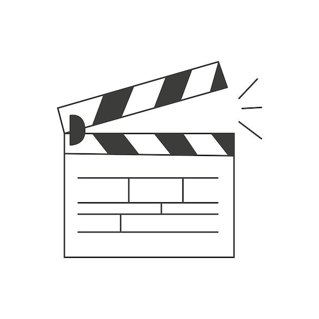 Linear clapper icon for the movie A firecracker for filmmaking Board for a film set vector illustr