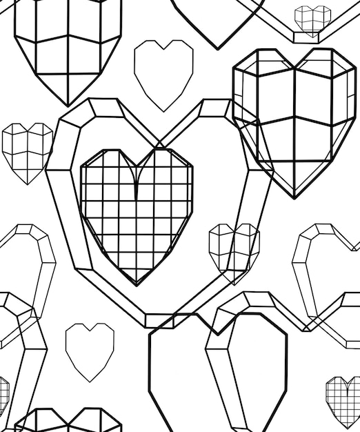 Linear clip art heart on a white background