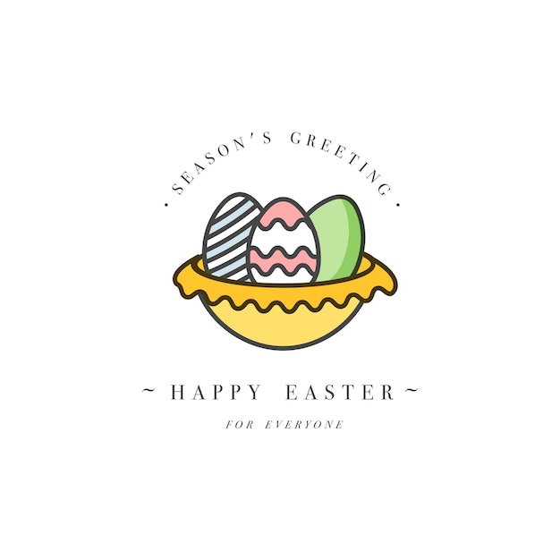 linear design Easter greetings elements  . Typography and icon for Happy Easter holiday