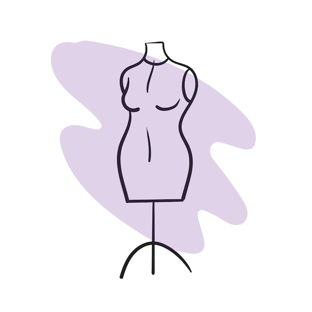 Linear drawing of a female mannequin for tailoring Vector doodles in doodle style