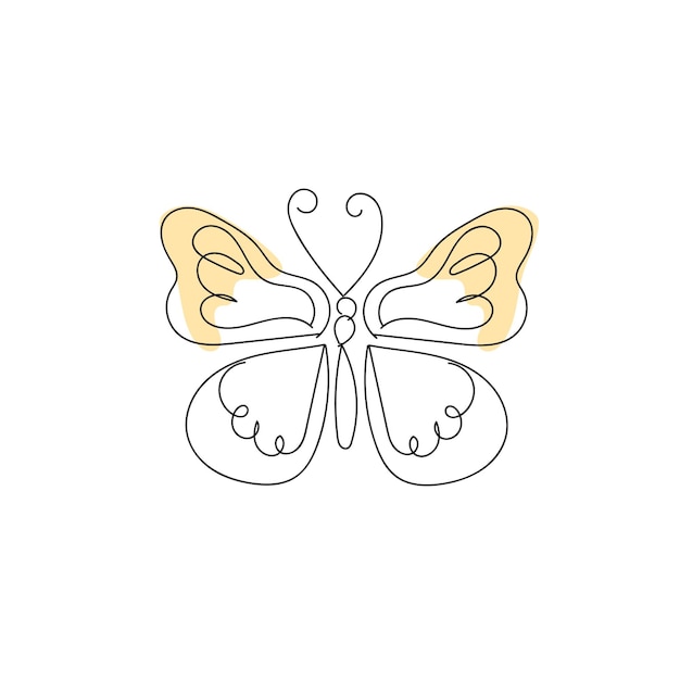 Linear flat butterfly outline collection