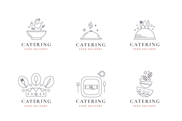 Linear flat catering logo collection