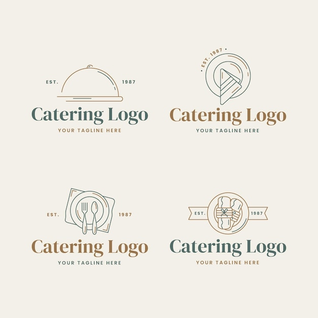 Linear flat catering logos