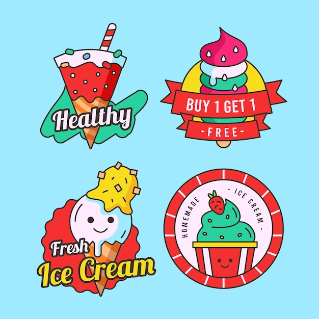 Linear flat ice cream label collection