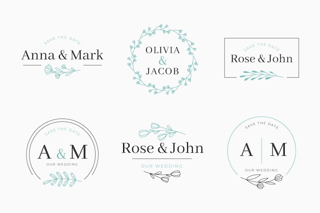 Linear flat wedding monograms collection