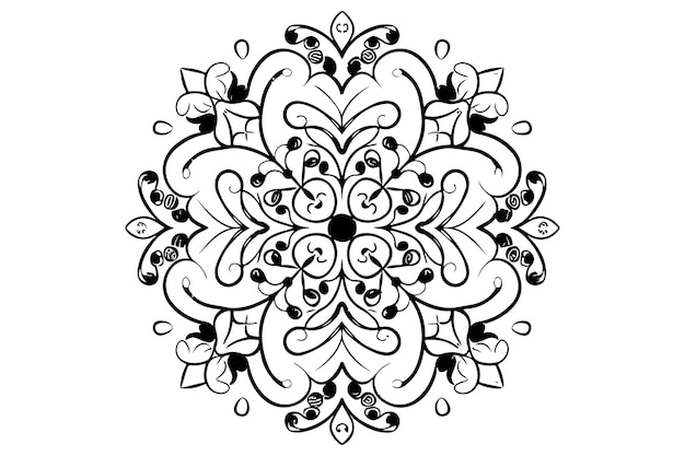 Linear Flower Mandala Outline Black Decorative Round Ornaments Vector On White Background