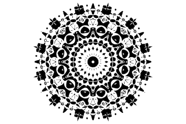 Linear Flower Mandala Outline Black Decorative Round Ornaments Vector On White Background