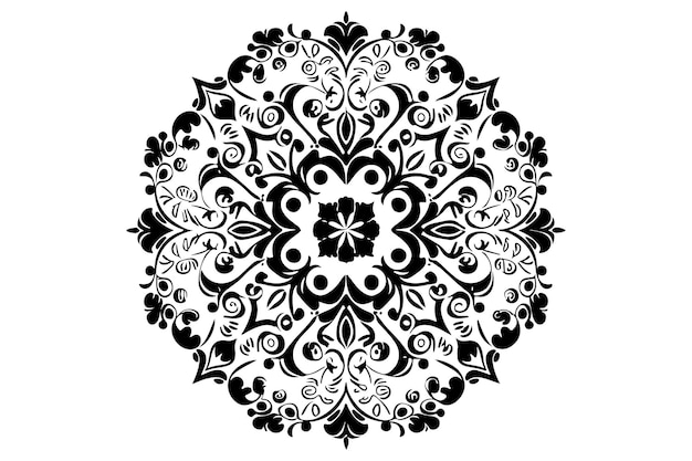 Linear Flower Mandala Outline Black Decorative Round Ornaments Vector On White Background