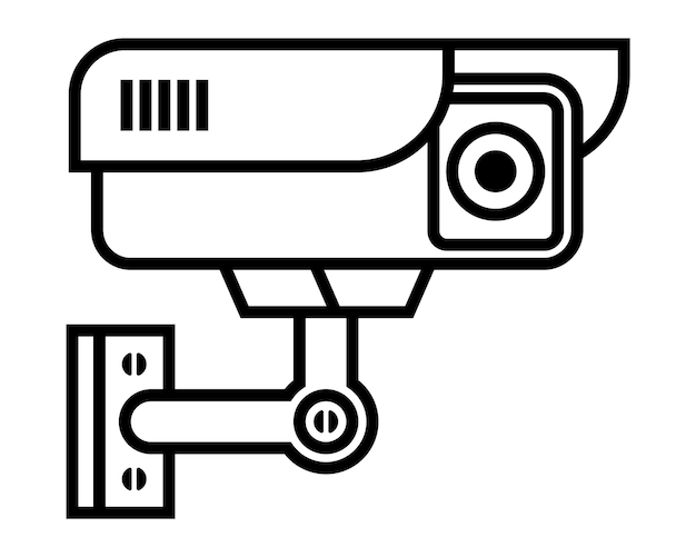 Linear icon of a video surveillance camera for the protection of the territory