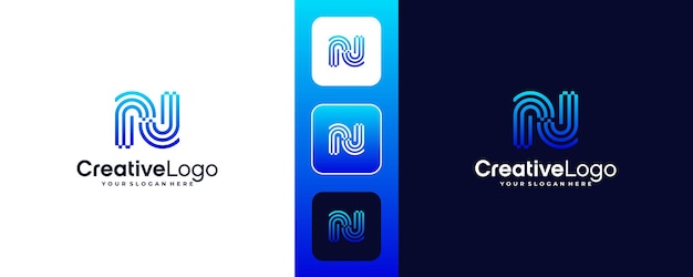 Vector linear initial letter n logo design vector