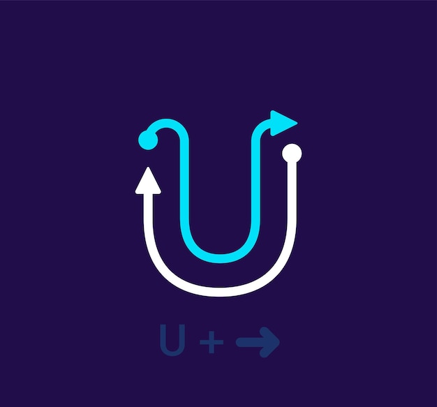 Linear letter U logo. Unique logo. Abstract letter simple rotating arrow target