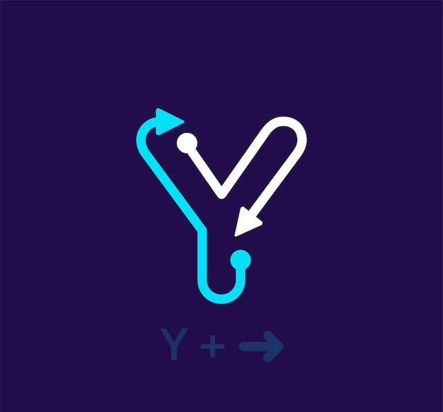 Linear letter Y logo. Unique logo. Abstract letter simple rotating arrow target icon. corporate iden