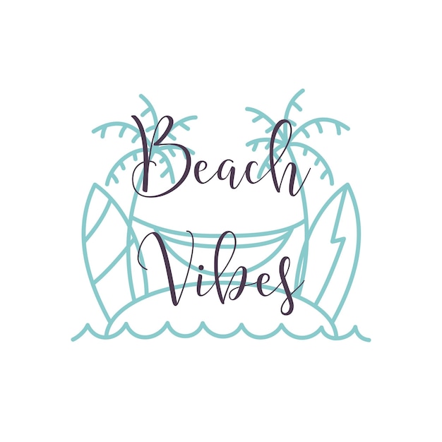 Linear logo with Beach Vibes text and seashore image