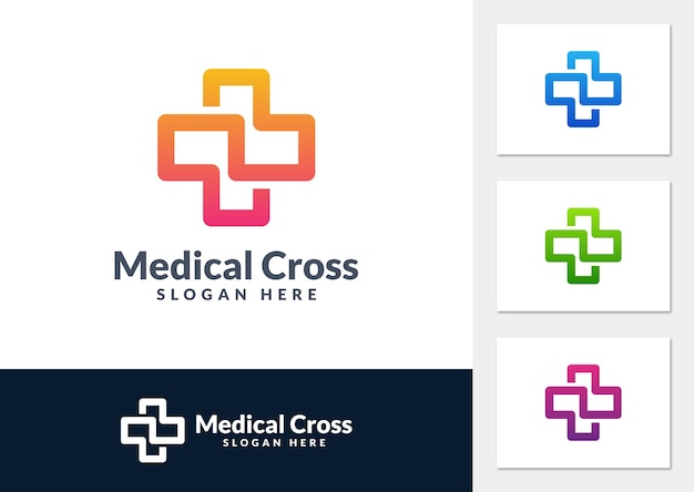 Linear medical cross logo vector