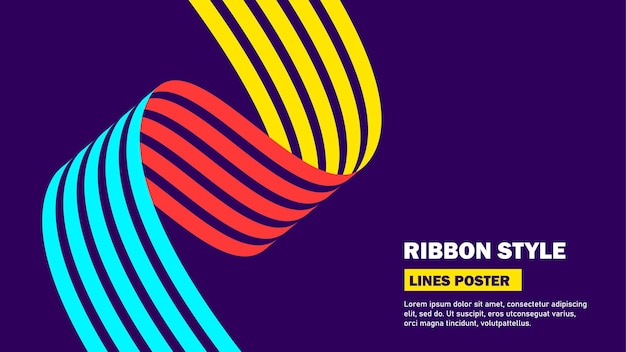 Linear poster Color banner Wavy ribbon style Vector illustration