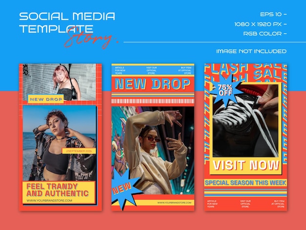 Linear vaporwave instagram stories templates Social media set design