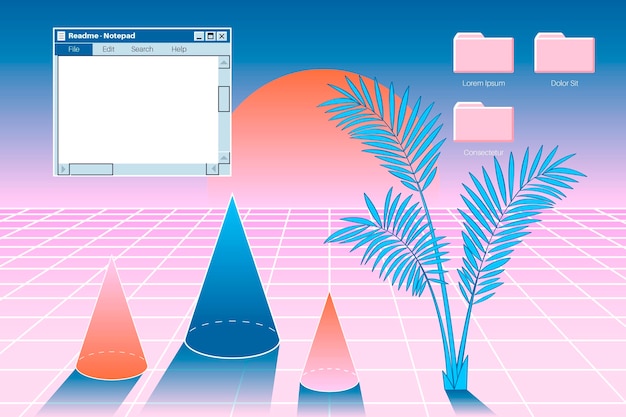 Vector linear vintage vaporwave background