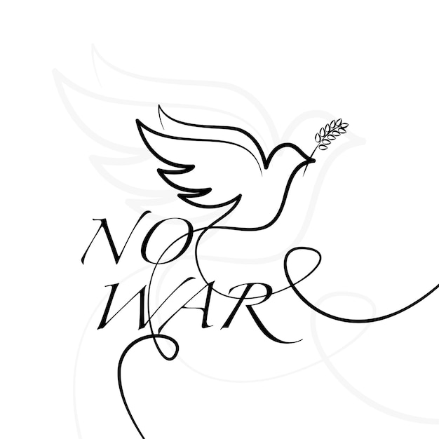 Lineart dove silhouette no war