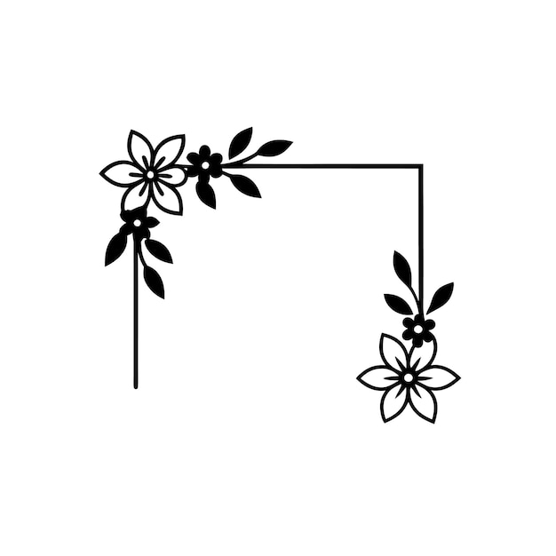 A lineart floral corner border wedding clebration design vector