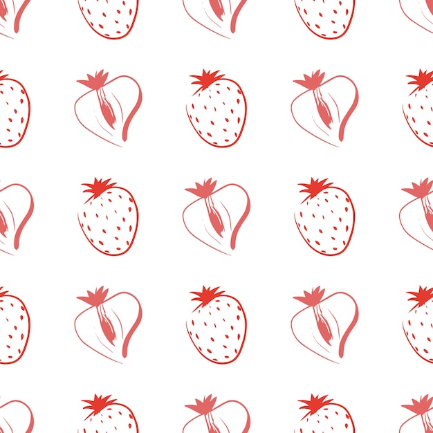 Lineart strawberry vector seamless pattern illustration