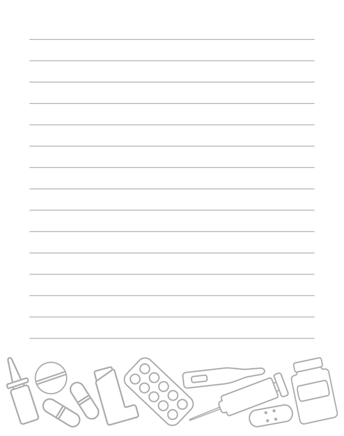 Lined blank page decorated with pharmacy items