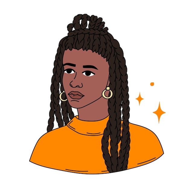 Lined girl avatars in bold modern style Vibrant portrait Gen Z