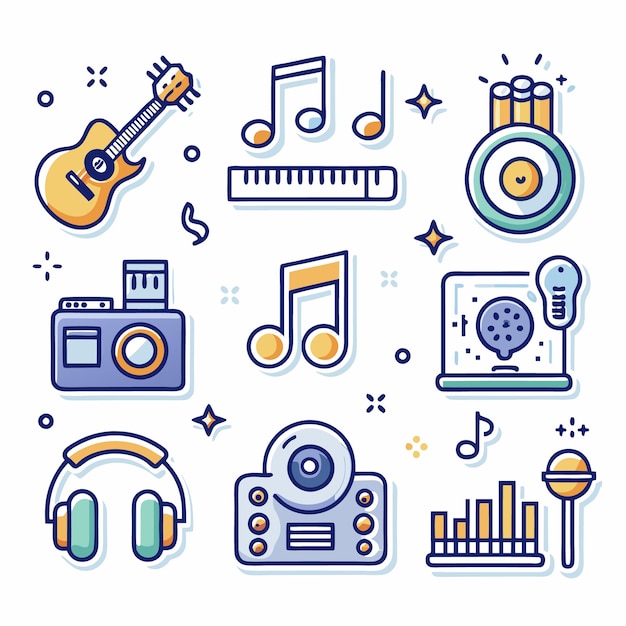 lineicon icon set music doodle