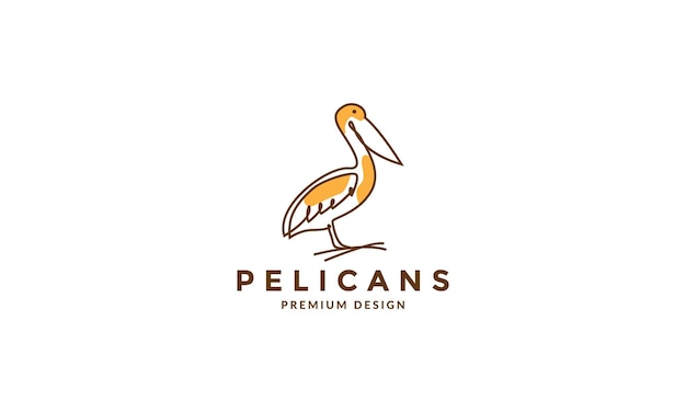 Lines art abstract orange bird pelican logo vector symbol icon design illustration