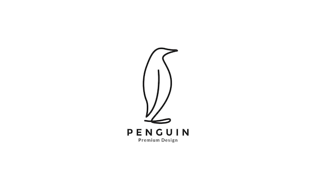 Lines art simple animal bird penguin logo design vector icon symbol illustration