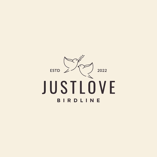 Lines doves couple flying hipster logo design