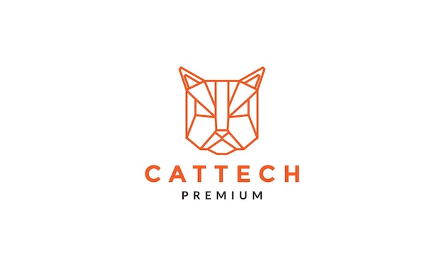 Lines geometric head cat tech logo logo symbol vector icon illustration graphic design