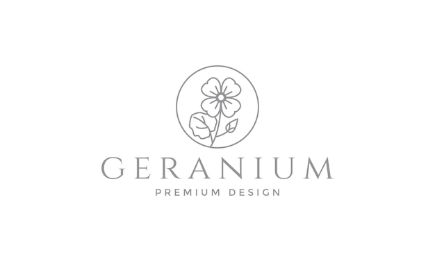 Lines geranium flower logo symbol vector icon illustration graphic design